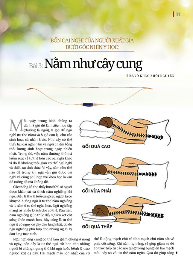 Bốn oai nghi của người xuất gia dưới góc nhìn y học - Bài 3: Nằm như cây cung