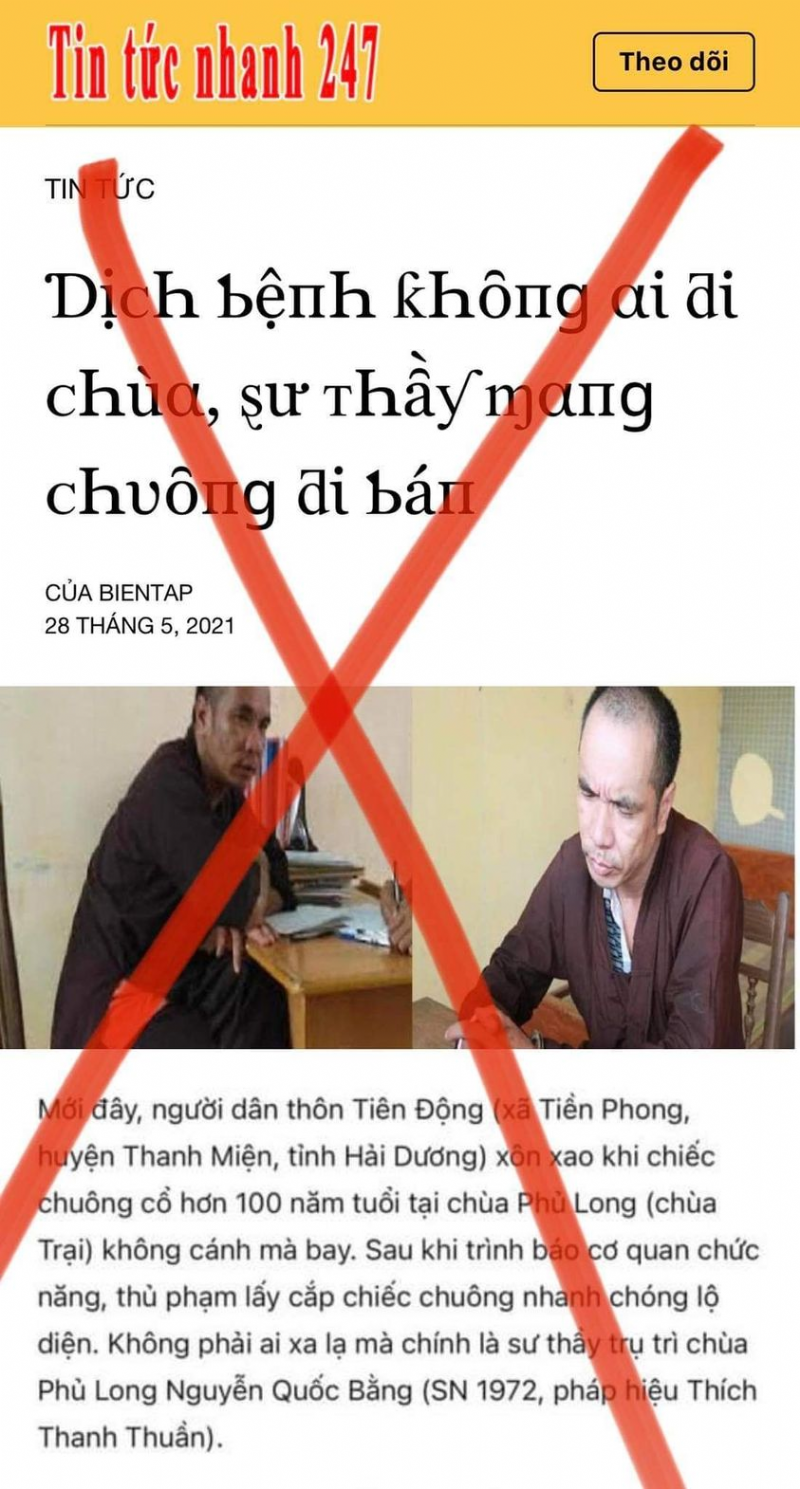 Fake news tin nhanh 247 lại tiếp tục bôi nhọ Phật giáo