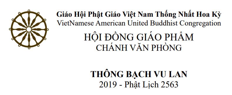 Thông Bạch Vu Lan Phật Lịch 2563 - 2019 của Giáo Hội Phật Giáo Việt Nam Thống Nhất Hoa Kỳ