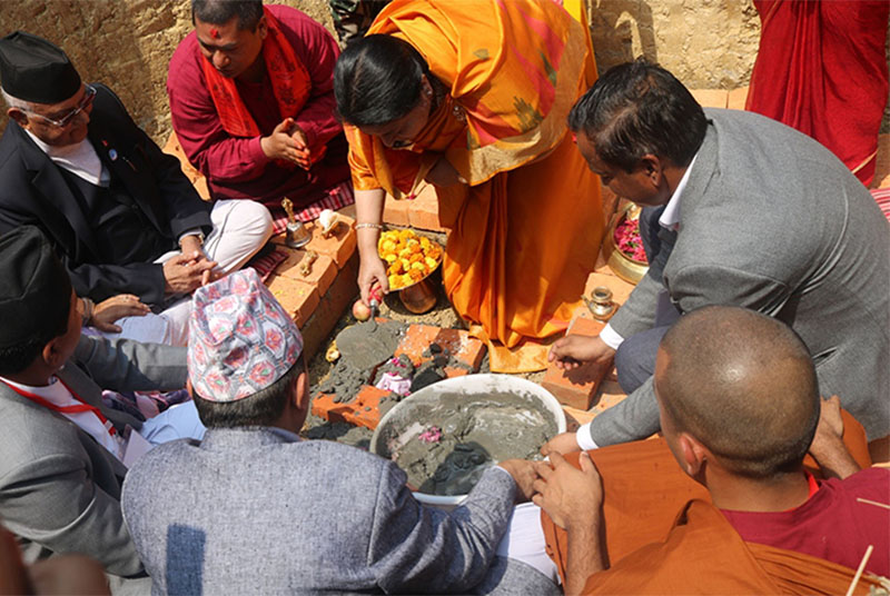 Tổng thống Nepal đặt đá Trung tâm thiền quốc tế Lumbini