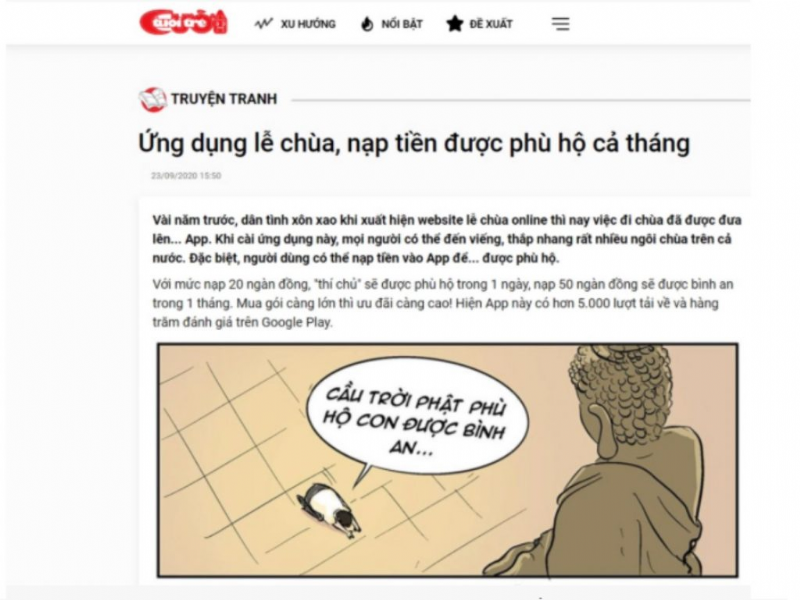 TRUYỆN TRANH Ứng dụng lễ chùa, nạp tiền được phù hộ cả tháng